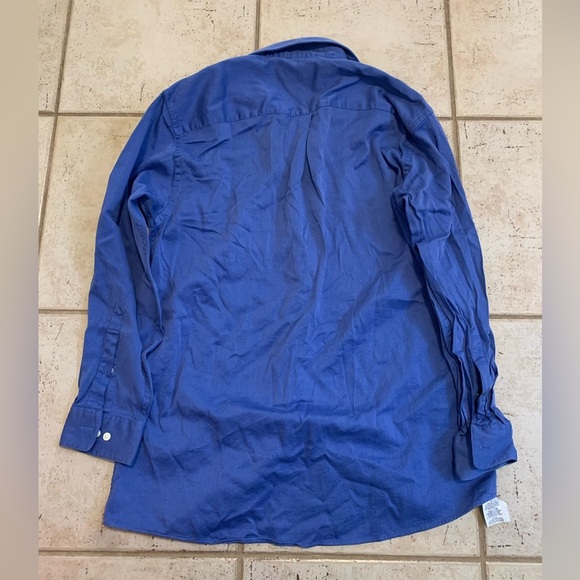 💜 DKNY Blue 100% Cotton Long-Sleeve Button-Up Dress Shirt, Size L - Picture 3 of 5